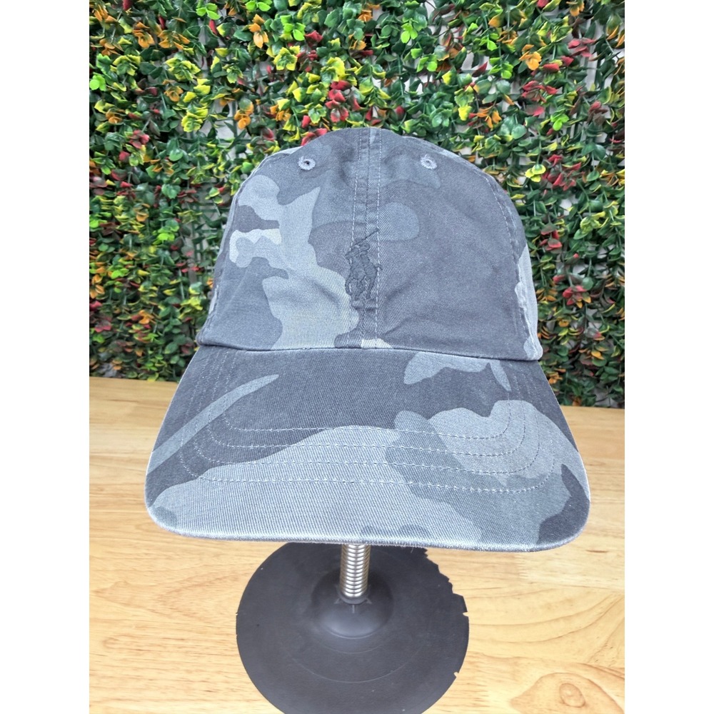 Polo Ralph Lauren Mens Grey Camo Adjustable Baseball Cap Pony Logo Hat
